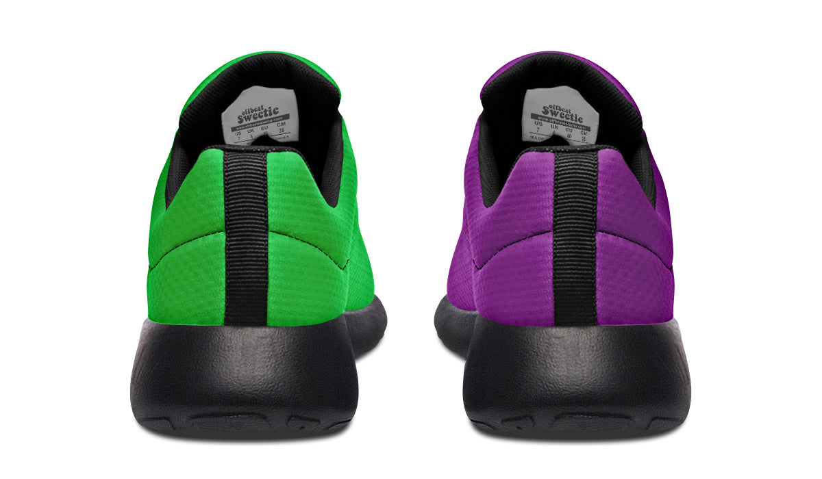 Green And Purple Mismatch Sneakers - Offbeat Sweetie