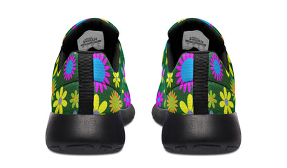 Green Retro Flowers Sneakers - Offbeat Sweetie
