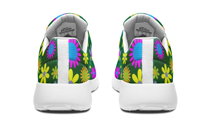 Green Retro Flowers Sneakers - Offbeat Sweetie