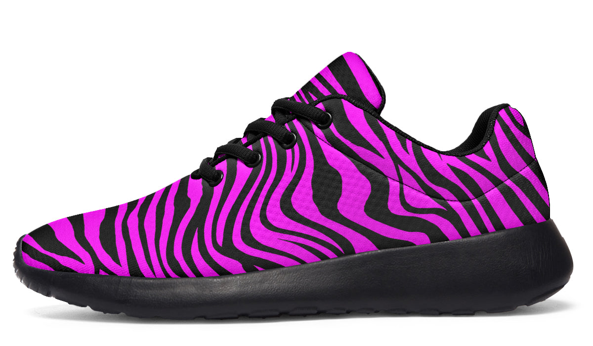 Green and Fuchsia Mismatched Neon Zebra Sneakers