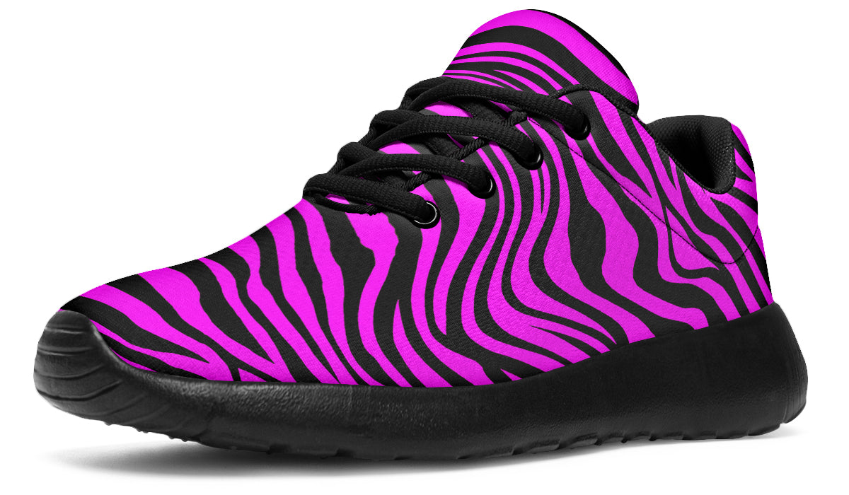Green and Fuchsia Mismatched Neon Zebra Sneakers