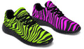 Green and Fuchsia Mismatched Neon Zebra Sneakers