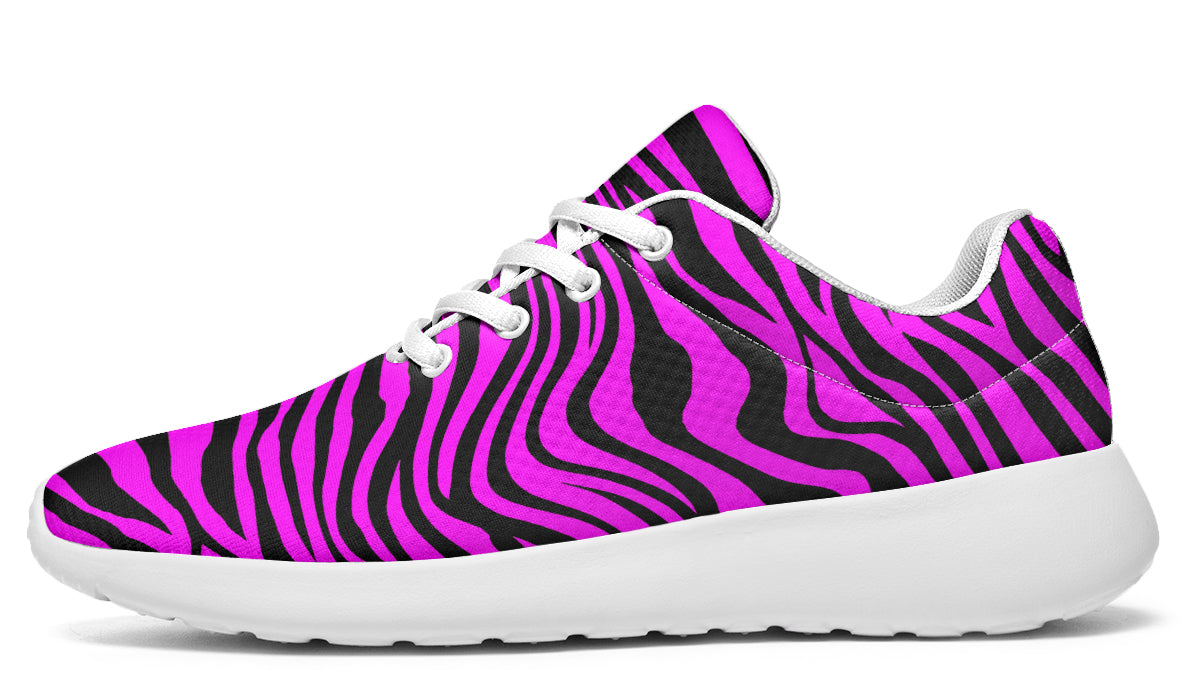 Green and Fuchsia Mismatched Neon Zebra Sneakers