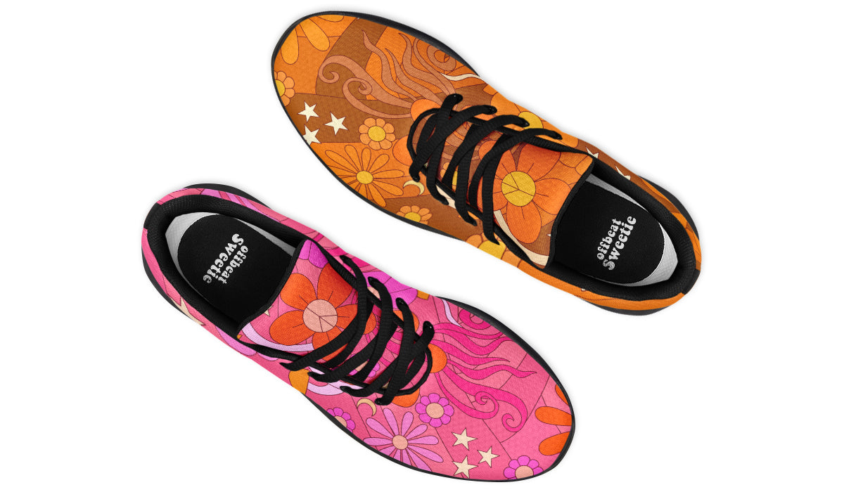 Molly's Mismatched Retro Daisies Sneakers - Offbeat Sweetie