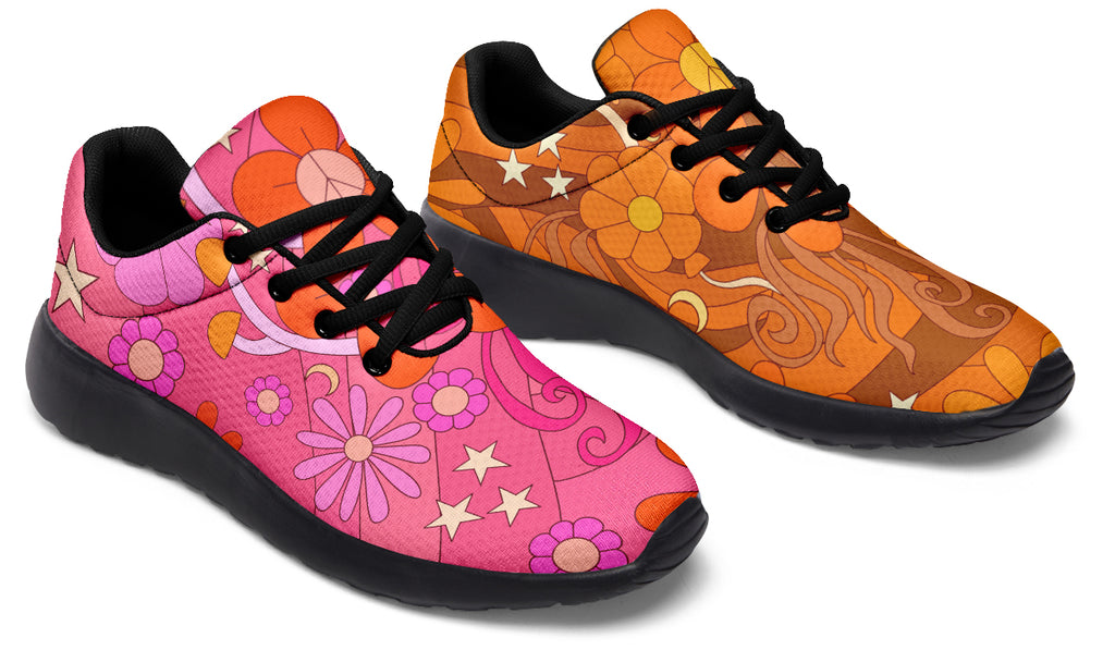 Molly's Mismatched Retro Daisies Sneakers - Offbeat Sweetie