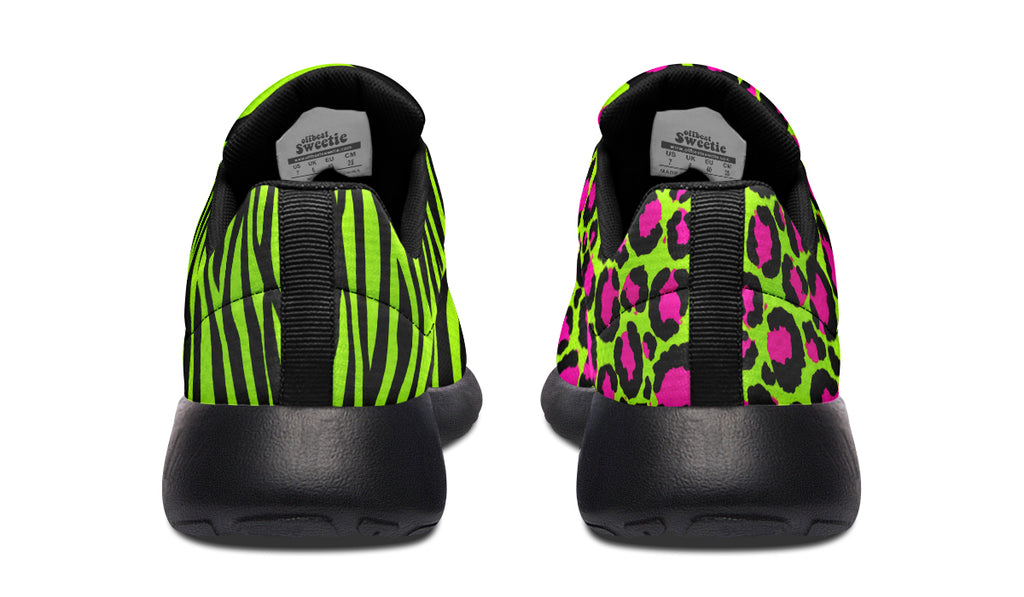 Neon Leopard x Neon Zebra Green Mismatch Sneakers