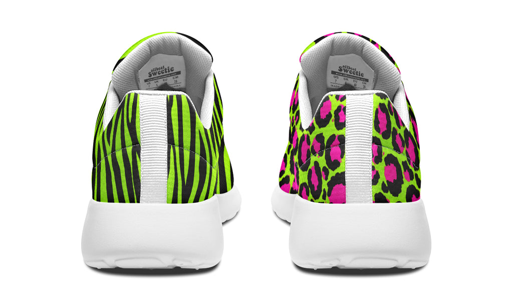 Neon Leopard x Neon Zebra Green Mismatch Sneakers