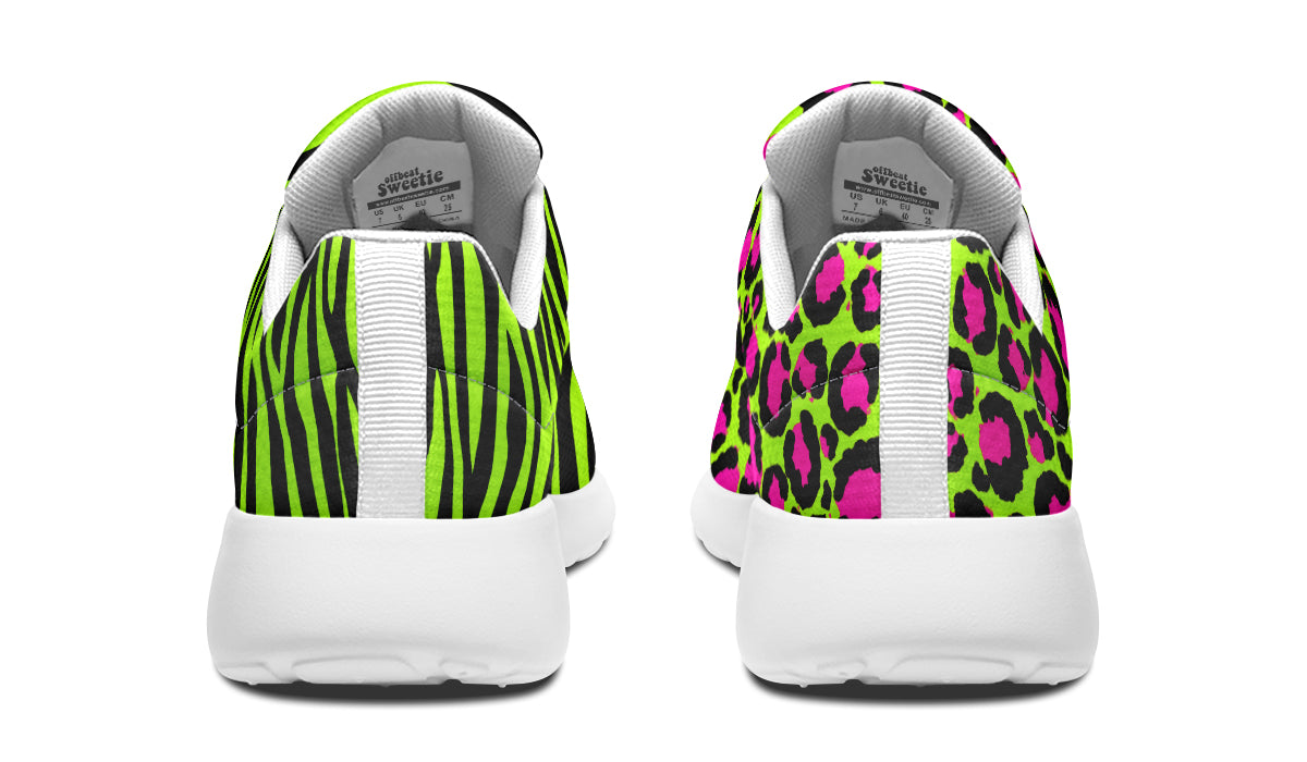 Neon Leopard x Neon Zebra Green Mismatch Sneakers