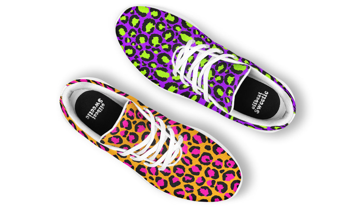 Neon Safari x Zombie Leopard Mismatch Sneakers