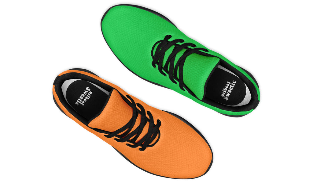 Orange and Green Mismatch Sneakers - Offbeat Sweetie