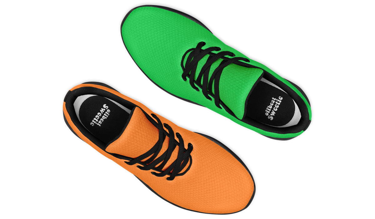 Orange and Green Mismatch Sneakers - Offbeat Sweetie