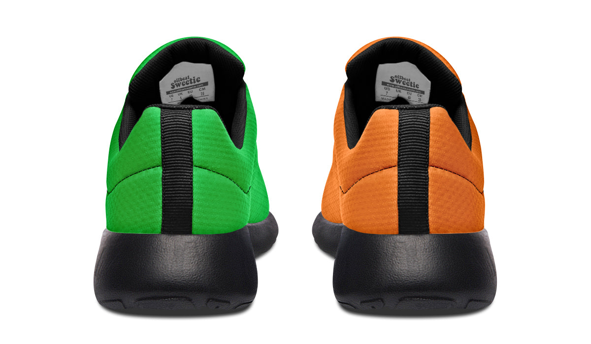 Orange and Green Mismatch Sneakers - Offbeat Sweetie