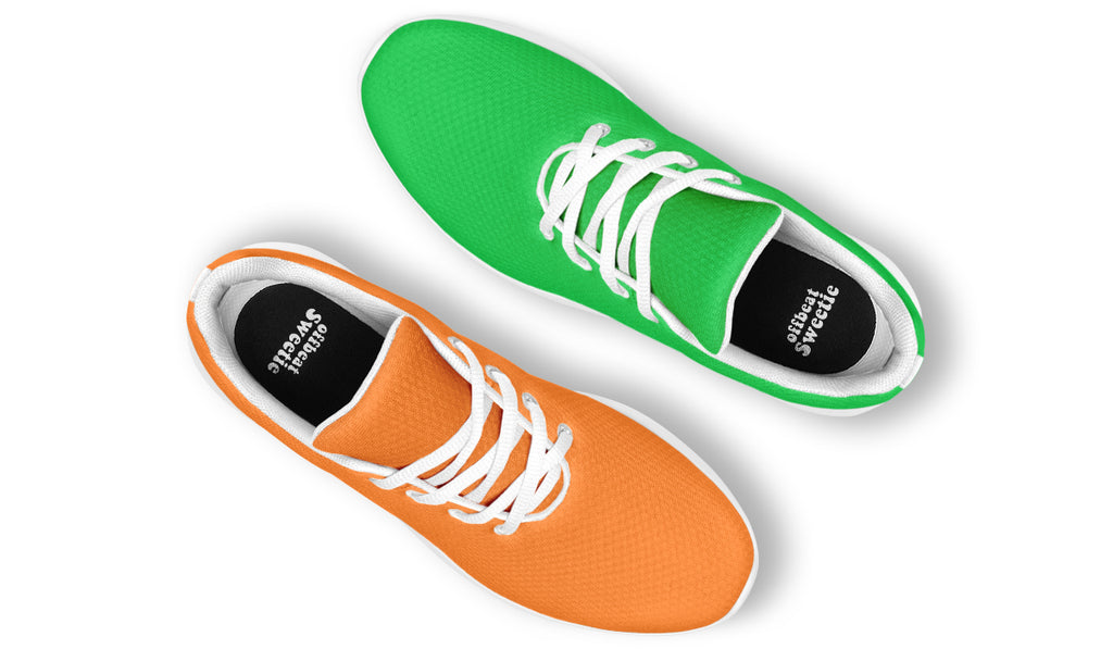 Orange and Green Mismatch Sneakers - Offbeat Sweetie