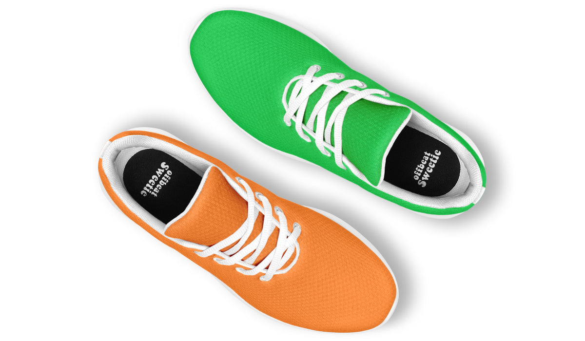 Orange and Green Mismatch Sneakers - Offbeat Sweetie