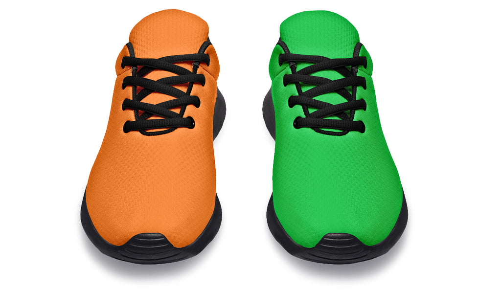 Orange and Green Mismatch Sneakers - Offbeat Sweetie
