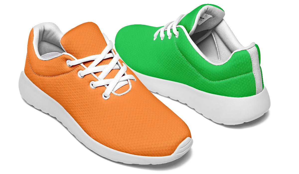 Orange and Green Mismatch Sneakers - Offbeat Sweetie