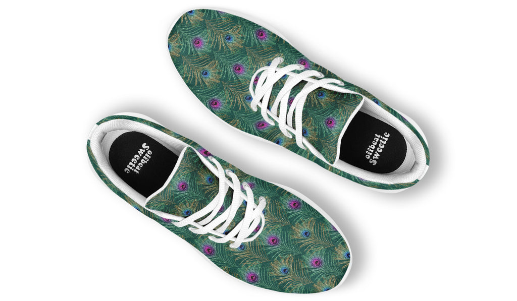 Peacock Feathers Sneakers - Offbeat Sweetie