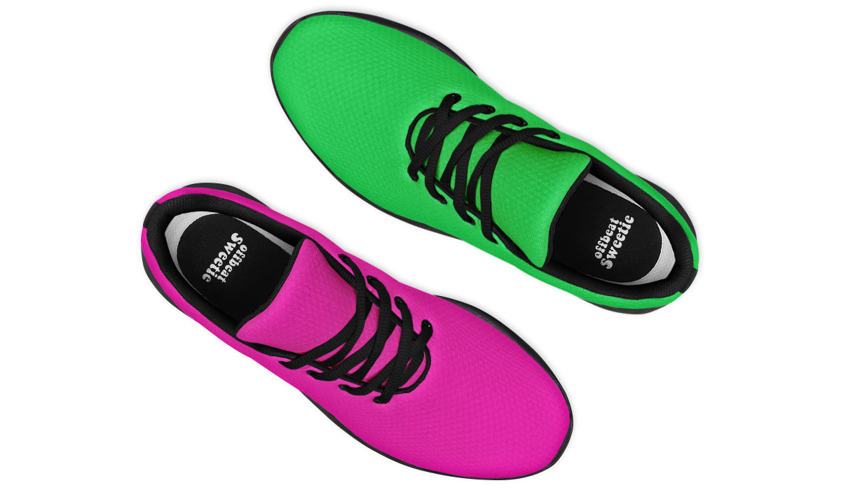 Pink And Green Mismatch Sneakers