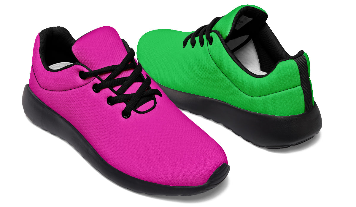 Pink And Green Mismatch Sneakers
