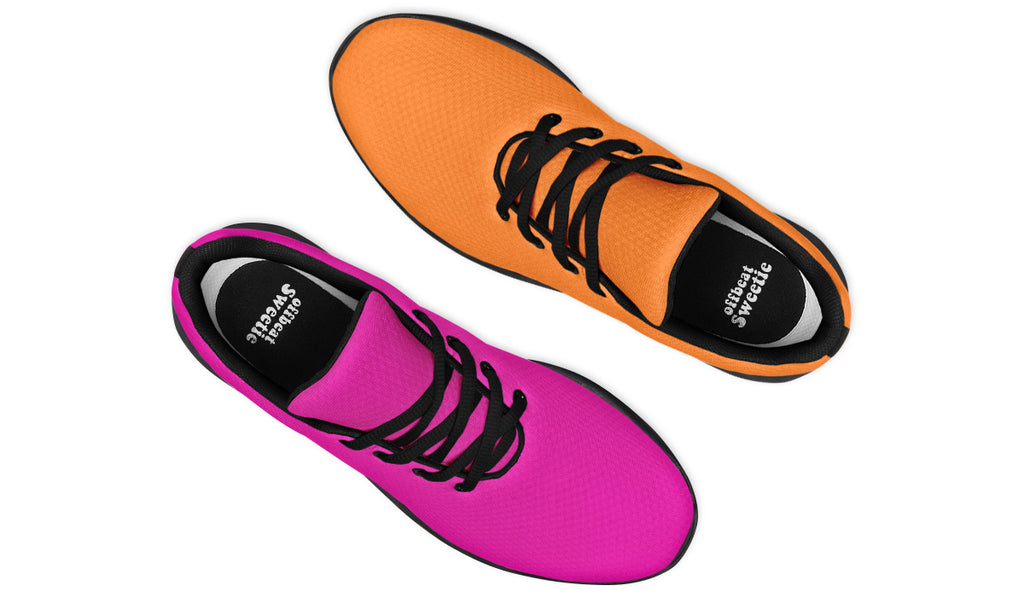 Pink And Orange Mismatch Sneakers - Offbeat Sweetie