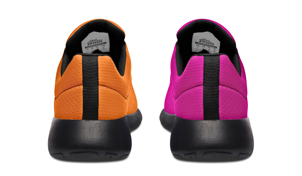 Pink And Orange Mismatch Sneakers - Offbeat Sweetie