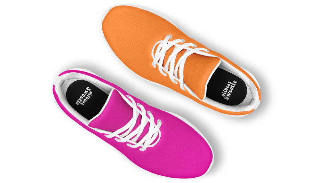 Pink And Orange Mismatch Sneakers - Offbeat Sweetie