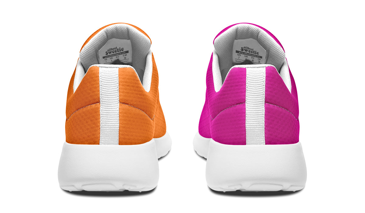 Pink And Orange Mismatch Sneakers - Offbeat Sweetie