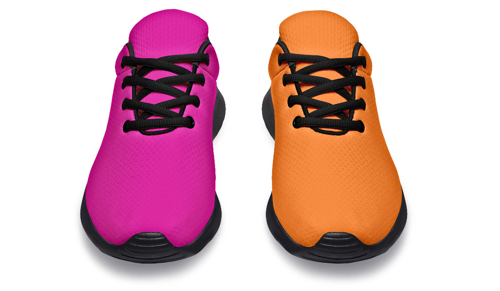 Pink And Orange Mismatch Sneakers - Offbeat Sweetie