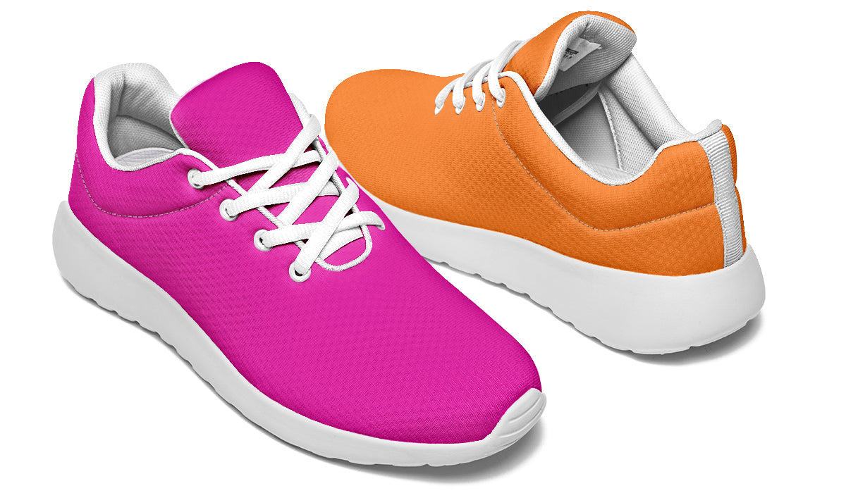 Pink And Orange Mismatch Sneakers - Offbeat Sweetie