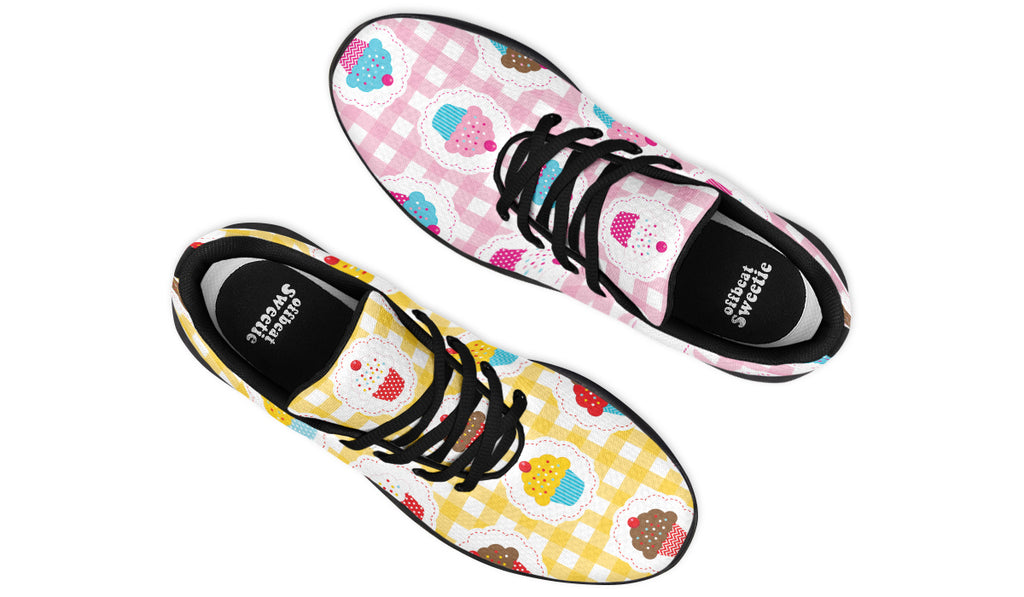 Pink And Yellow Mismatch Gingham Cupcakes Sneakers