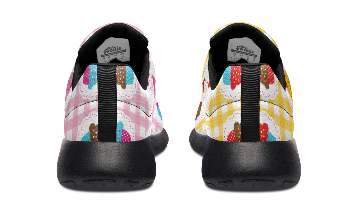 Pink And Yellow Mismatch Gingham Cupcakes Sneakers