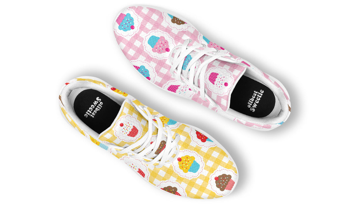 Pink And Yellow Mismatch Gingham Cupcakes Sneakers