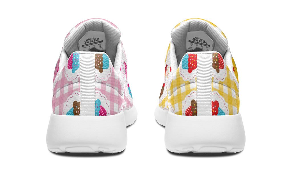 Pink And Yellow Mismatch Gingham Cupcakes Sneakers