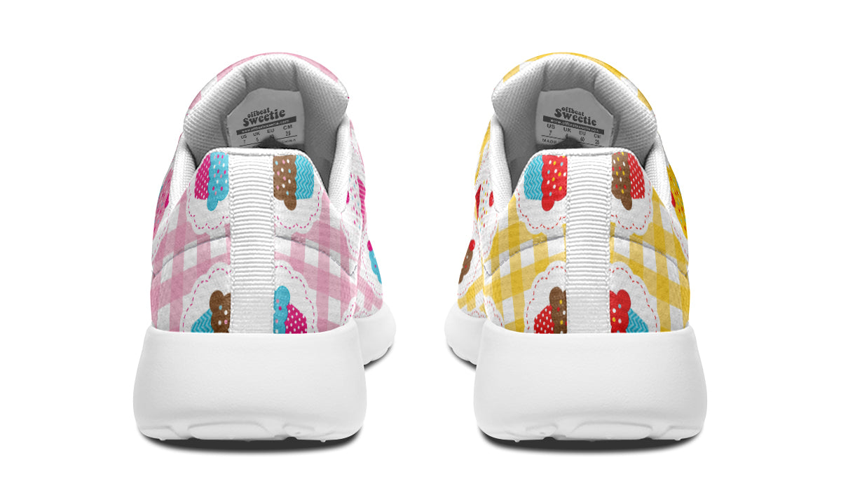 Pink And Yellow Mismatch Gingham Cupcakes Sneakers