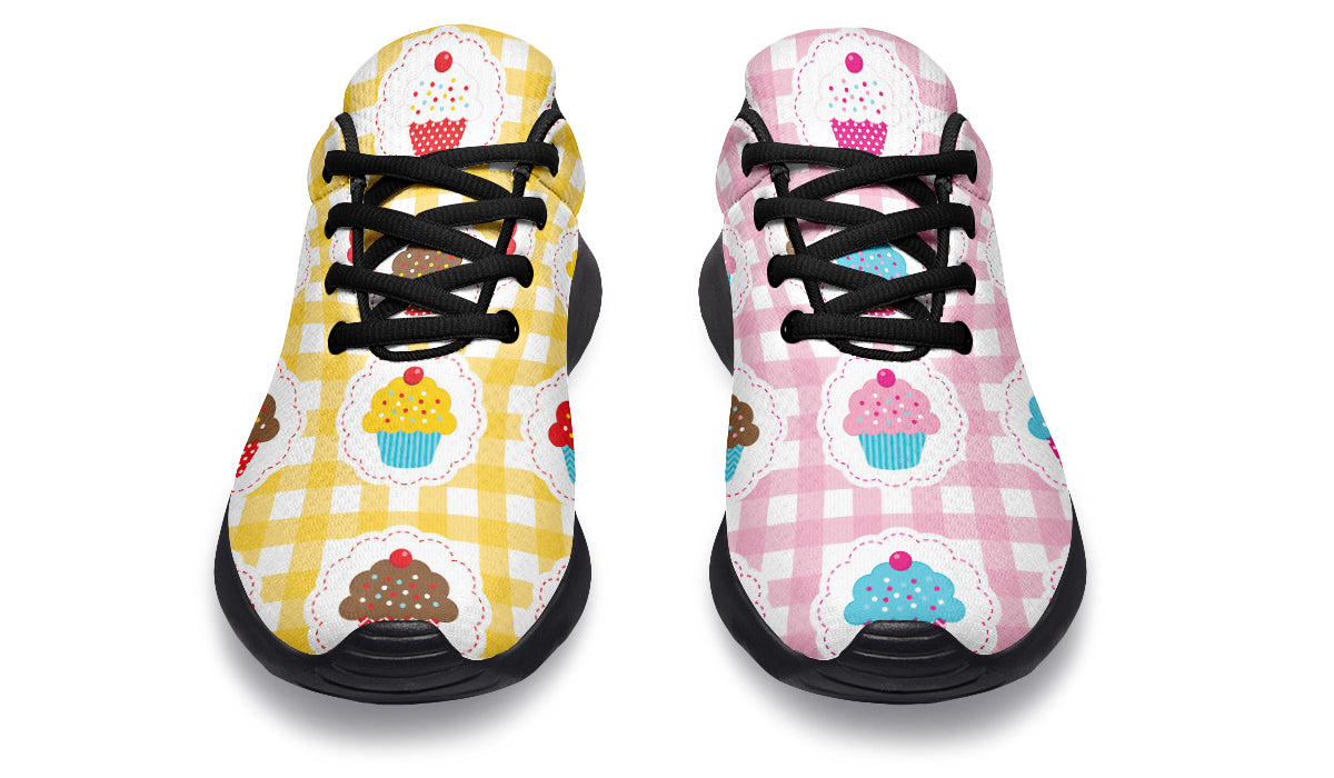 Pink And Yellow Mismatch Gingham Cupcakes Sneakers