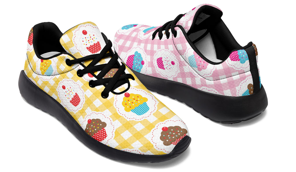 Pink And Yellow Mismatch Gingham Cupcakes Sneakers
