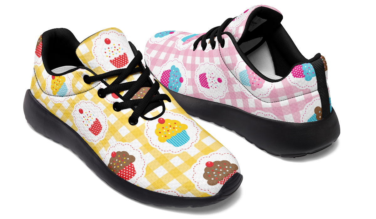 Pink And Yellow Mismatch Gingham Cupcakes Sneakers