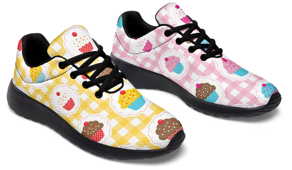 Pink And Yellow Mismatch Gingham Cupcakes Sneakers