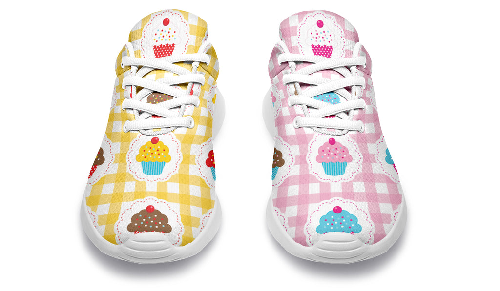 Pink And Yellow Mismatch Gingham Cupcakes Sneakers