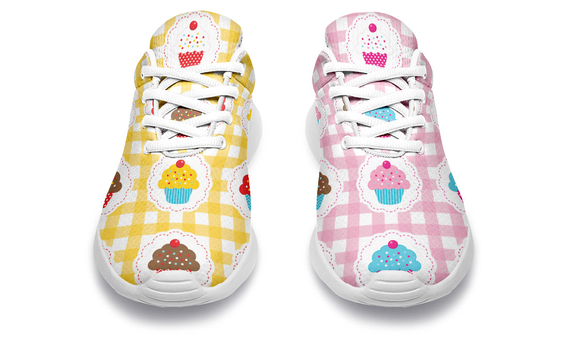 Pink And Yellow Mismatch Gingham Cupcakes Sneakers