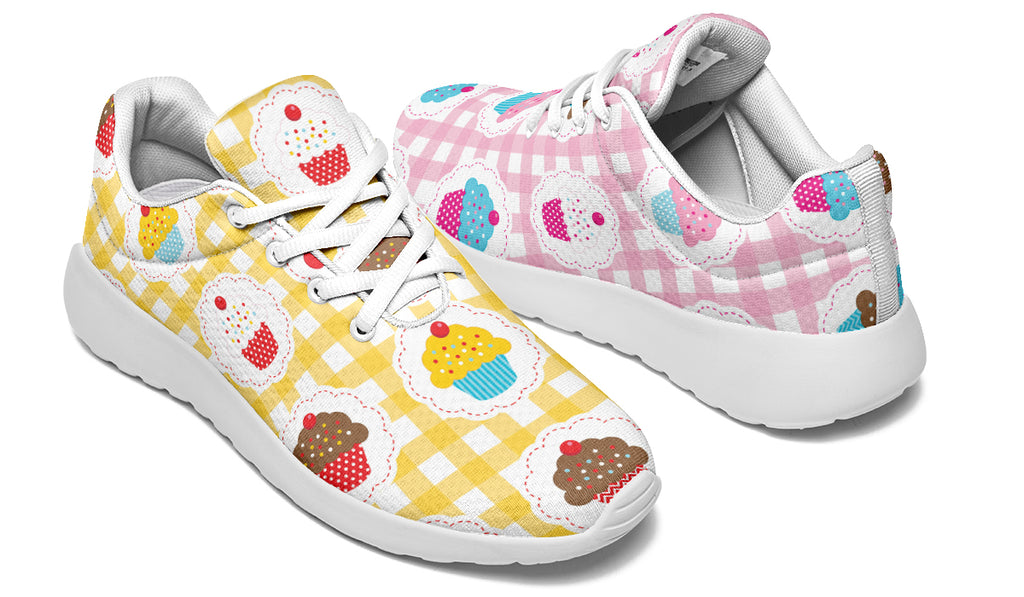 Pink And Yellow Mismatch Gingham Cupcakes Sneakers