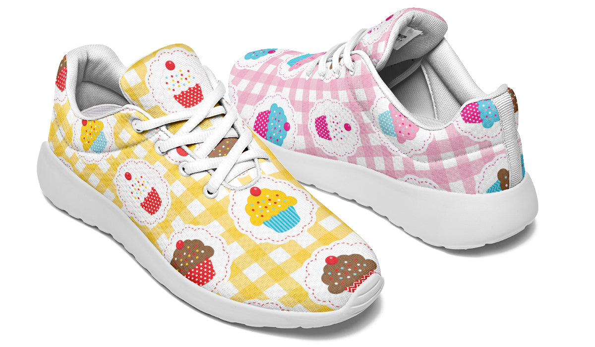 Pink And Yellow Mismatch Gingham Cupcakes Sneakers