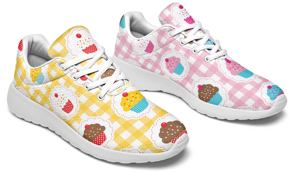 Pink And Yellow Mismatch Gingham Cupcakes Sneakers