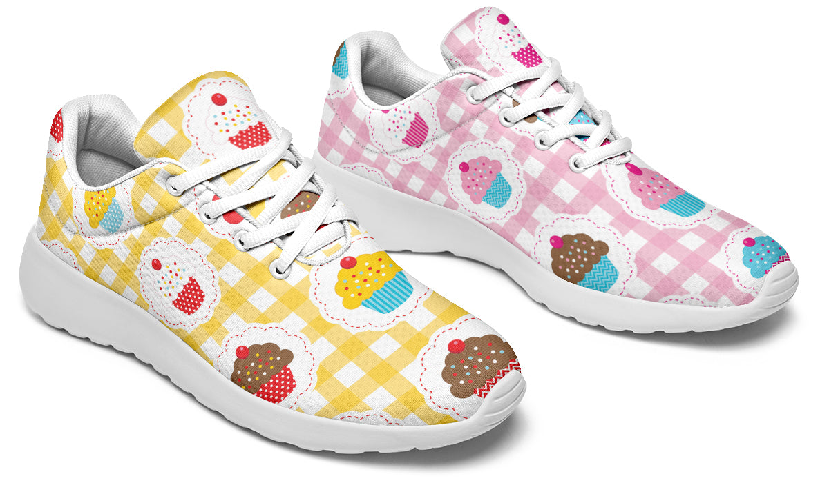 Pink And Yellow Mismatch Gingham Cupcakes Sneakers