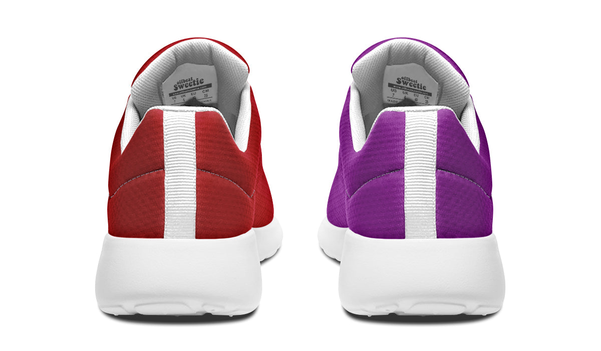 Purple And Red Mismatch Sneakers - Offbeat Sweetie