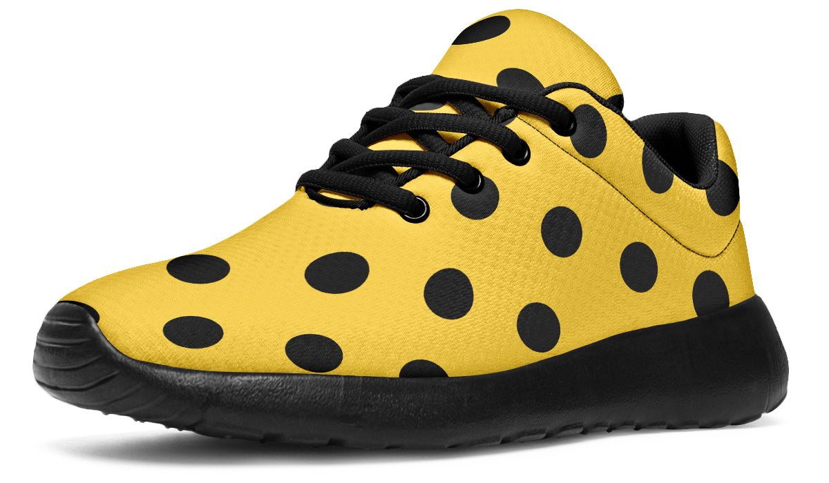 Red And Yellow Mismatched Polka Dot Sneakers