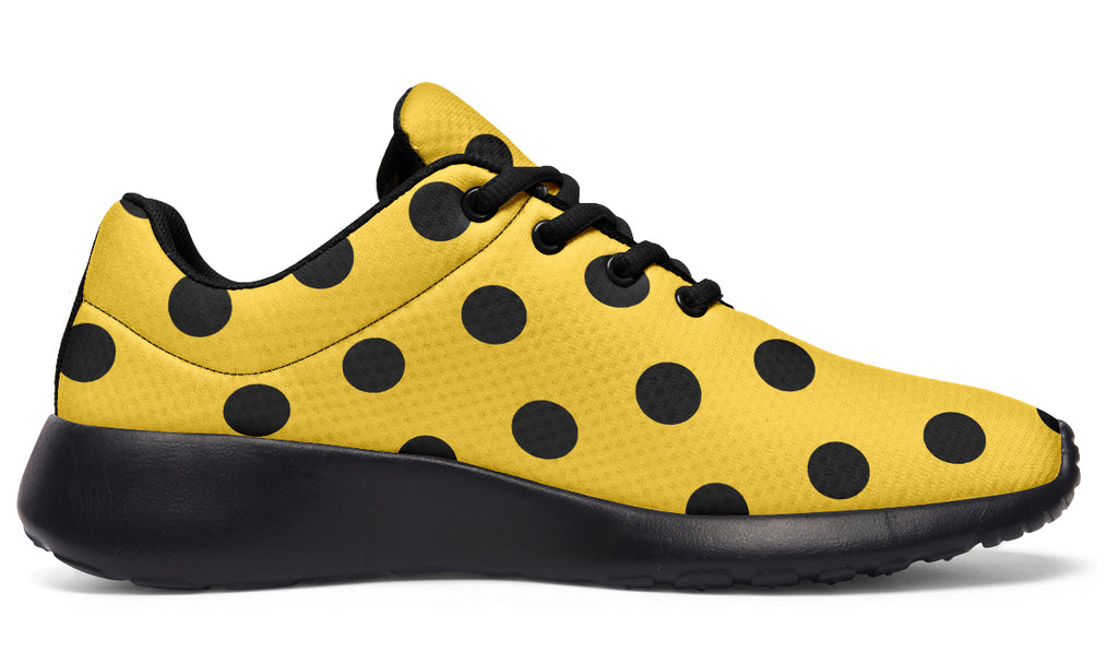 Red And Yellow Mismatched Polka Dot Sneakers