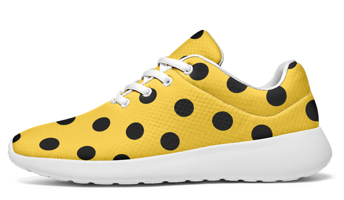 Red And Yellow Mismatched Polka Dot Sneakers