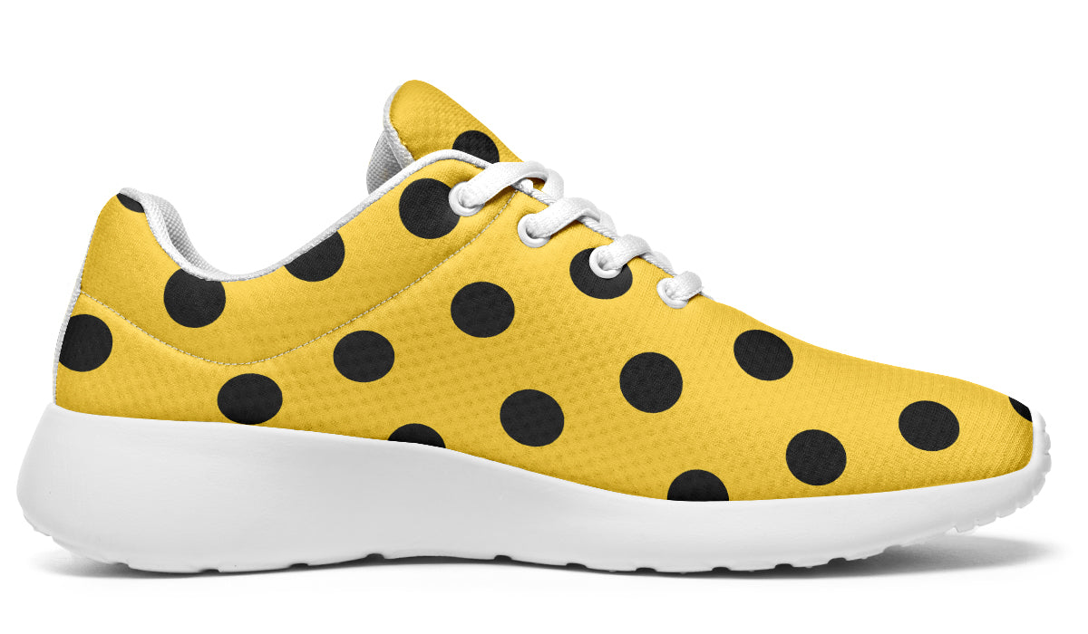 Red And Yellow Mismatched Polka Dot Sneakers