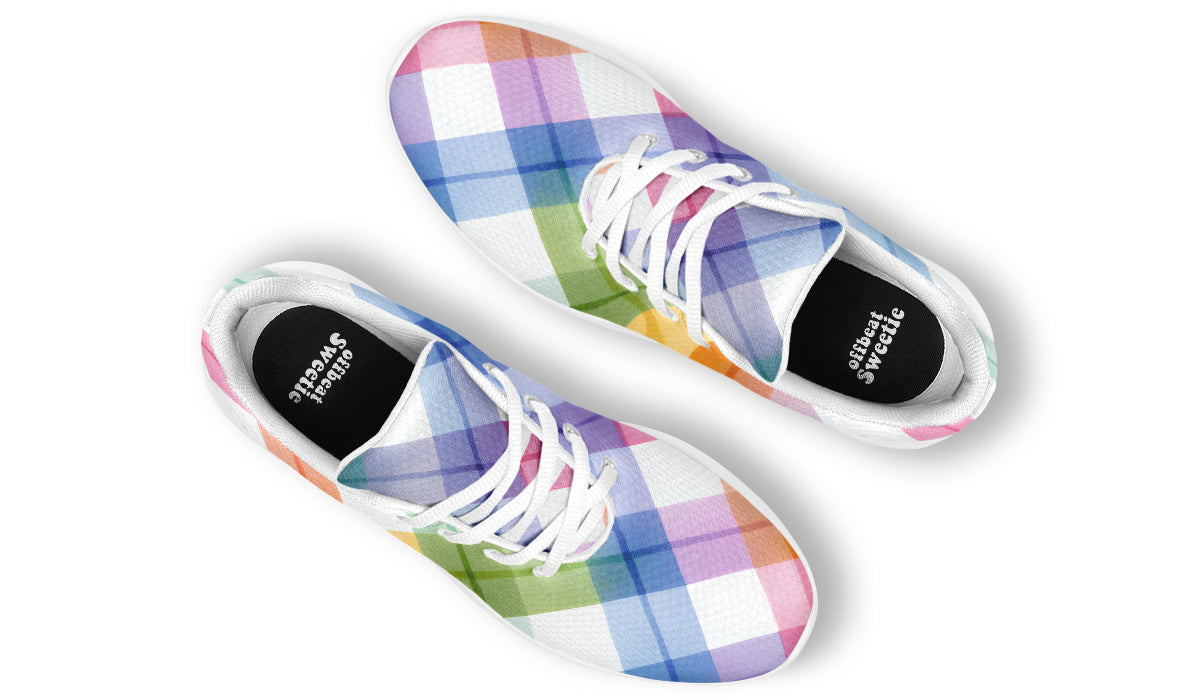 Watercolour Rainbow Plaid Sneakers
